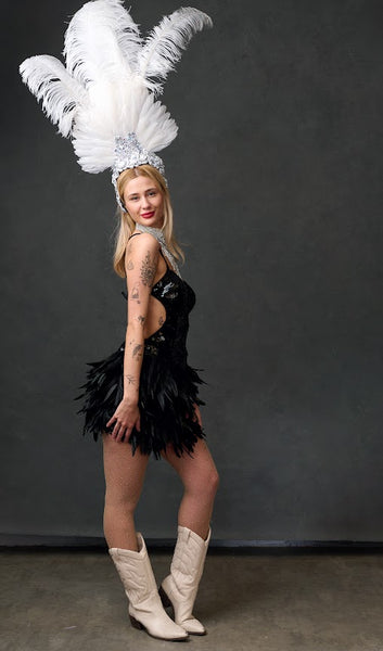 Black burlesque dress for hire