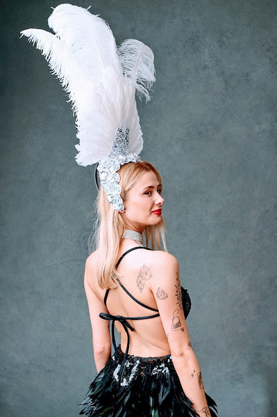 Black burlesque dress for hire