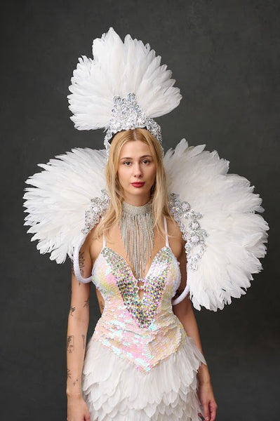 White Showgirl costume for hire | Zoe London Dance Costumes for Hire