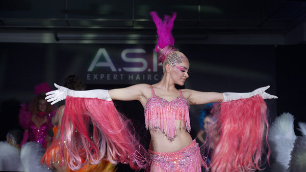 Pink sequin carnival costume for hire