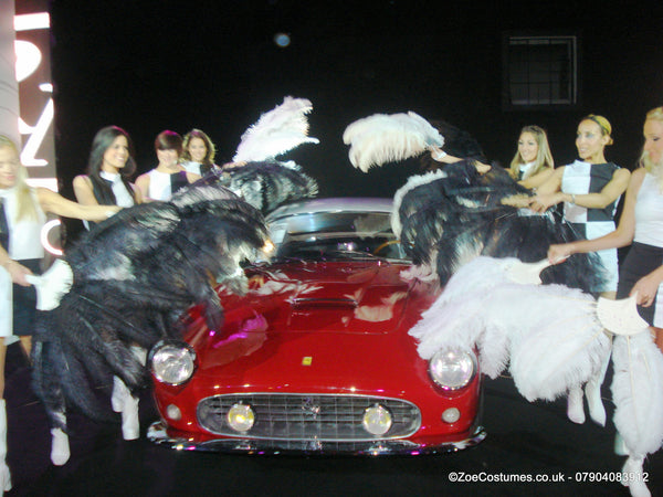White Vintage Feather Fans for Hire | Zoe London Dance Costumes Hire