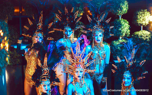 Gold Sequin Bikini Showgirl Costume for Hire Notting Hill Carnival Dancer Costumes for Hire | Zoe London Costumes Rent