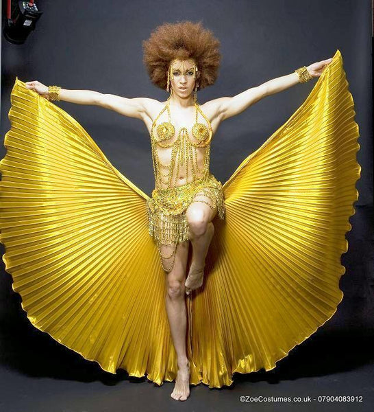Golden Showgirl Dance Costume for Hire | Carnival Dancer Outfits for Rent| Zoe London Costumes Hire