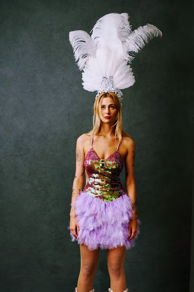 Purple party dress for hire / Zoe London Costume Hire