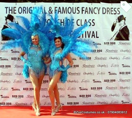 Turquoise Showgirl Costume for Hire | Zoe London Dance Costumes for Hire