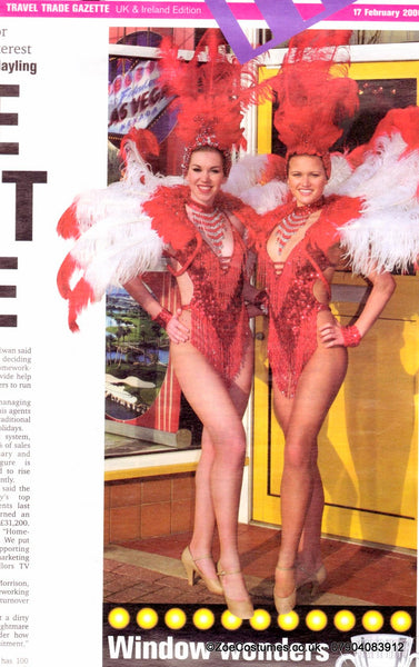 Red and White Feather Fans for Hire | Zoe London Dancer outfits rent