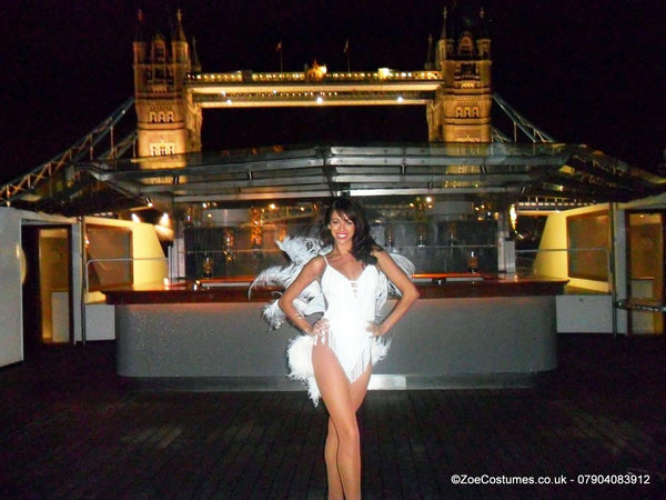 White Showgirl costume for hire | Zoe London Dance Costumes for Hire