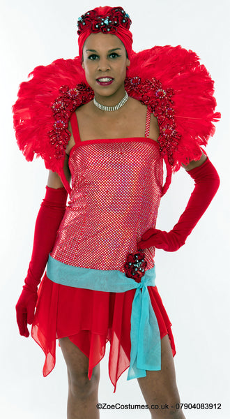 1920s evening dress hire UK Red flapper fancy dress