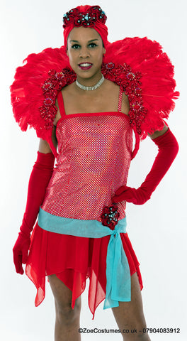 1920s evening dress hire UK Red flapper fancy dress