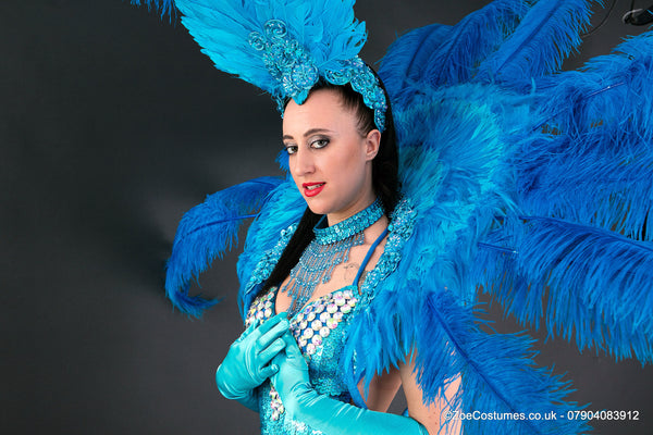 Turquoise Showgirl Costume for Hire | Zoe London Dance Costumes for Hire