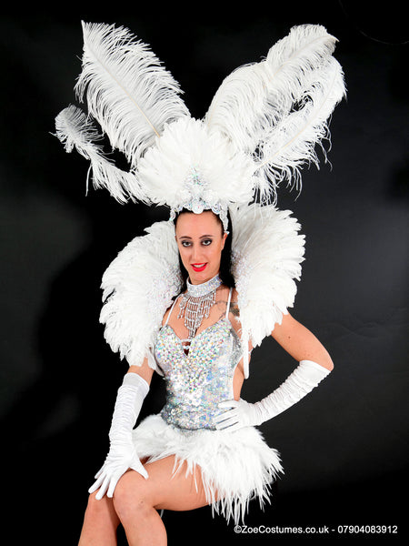 White Showgirl costume for hire | Zoe London Dance Costumes for Hire