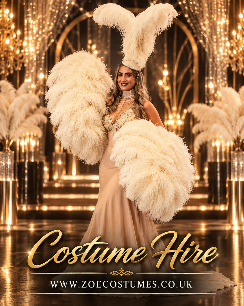 Luxury Ivory Feather Showgirl Fans For Hire