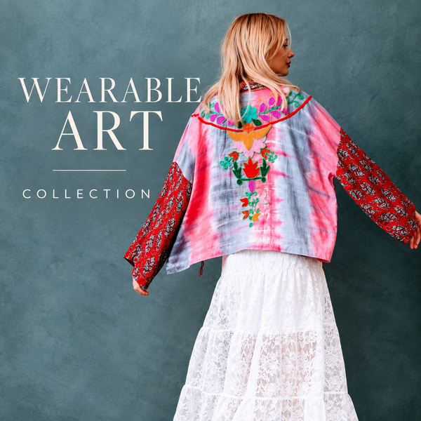 Hand-Embroidered Boho Jacket - Wearable Art