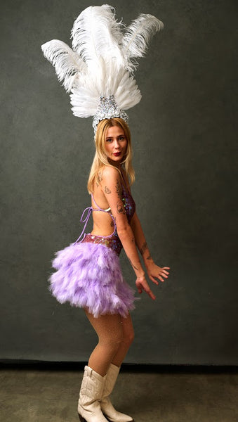 Purple  samba showgirl costume for hire / Zoe London Costume Hire