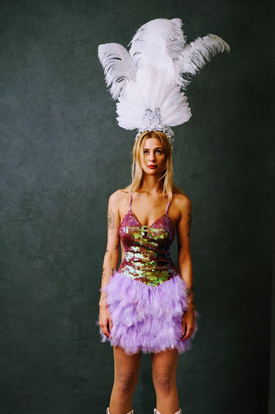 Purple Showgirl dance Costume for Hire | Zoe London Costumes rent