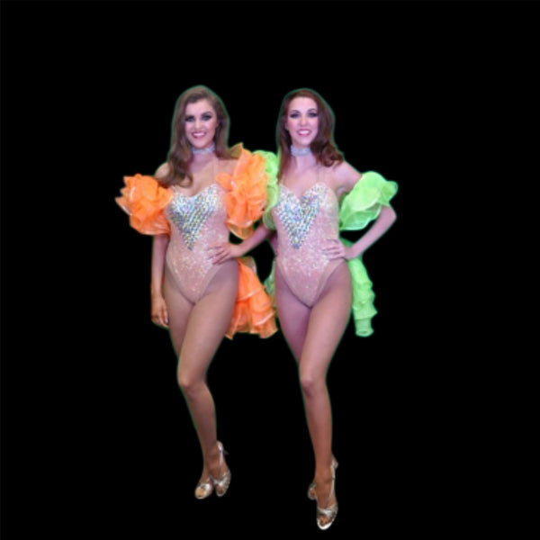 Nude Leotards with bright ruffles 