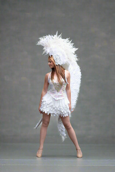 white carnival feather wings for hire 