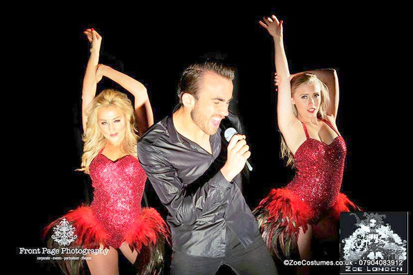 Live events showgirl outfits rent Red Showgirl costume for hire | Zoe London Dance Costumes for Hire
