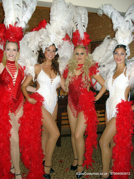 White and red showgirl outfits Hire London UK
