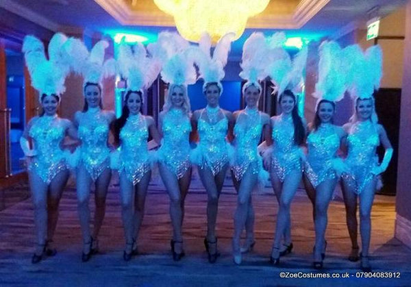 Silver Showgirl costume for hire | Zoe London Dance Costumes for Hire