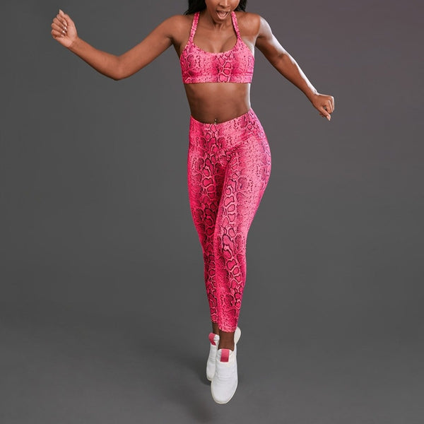 Hot Pink Snakeskin Leggings For Sale / Animal Print 