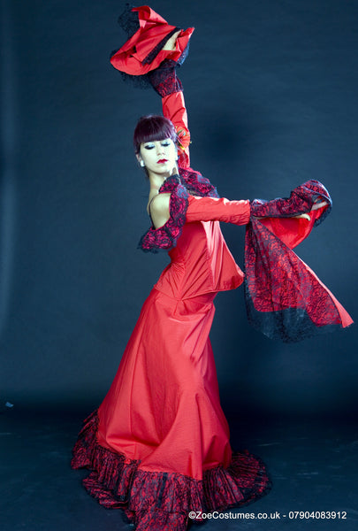 Red Spanish Dance Dress for Hire | Zoe London Dance Costumes for hire