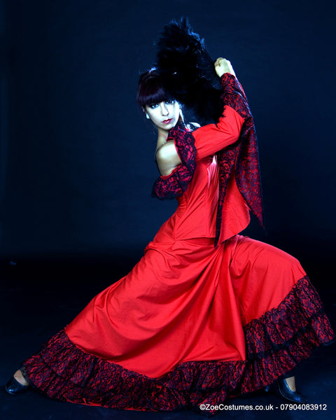 Red Flamenco Dance Dress for Hire | Zoe London Dance outfits for Rent