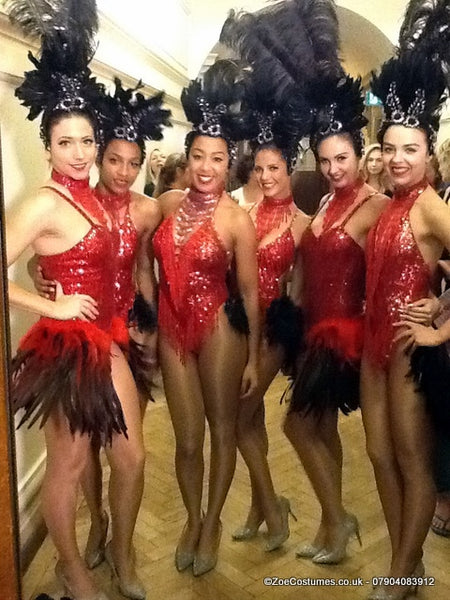showgirl outfits Red Showgirl Costumes / Zoe London Costume Hire 