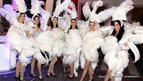 White Vintage Feather Fans for Hire | Zoe London Dance Costumes Hire