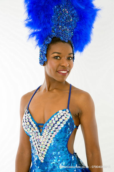 Turquoise Showgirl Costume for Hire | Zoe London Dance Costumes for rent