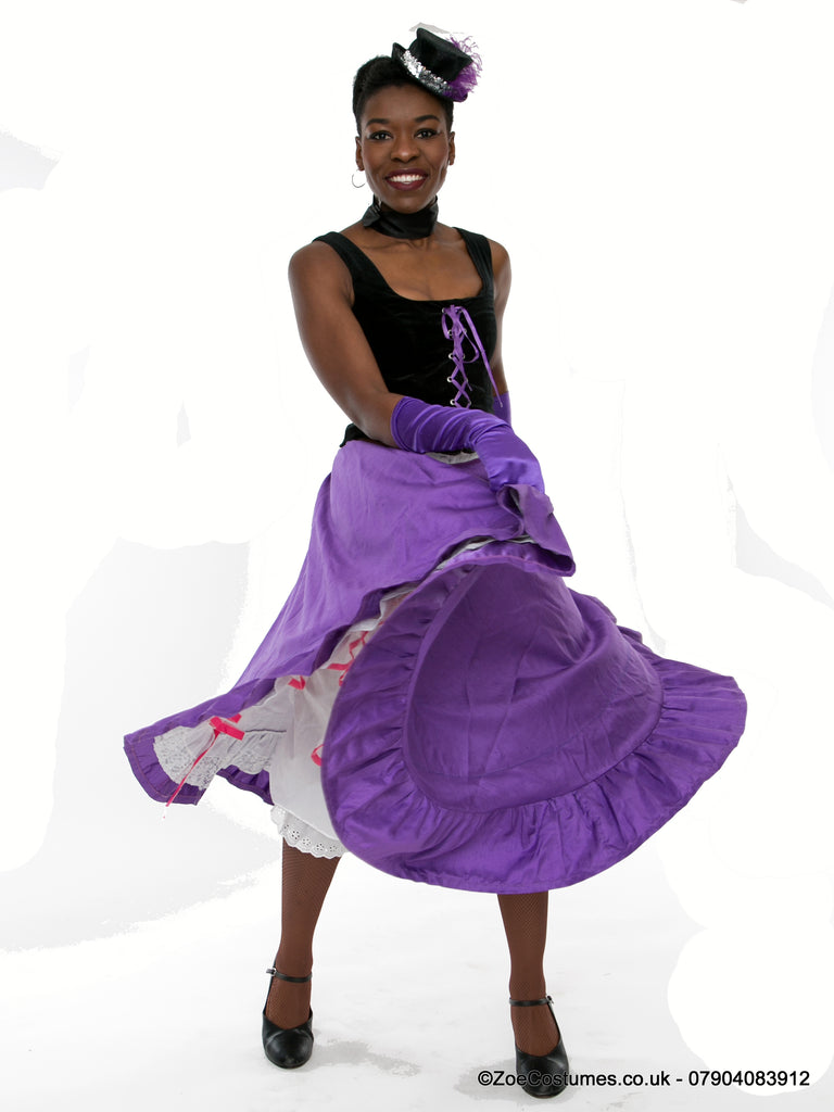 Purple Pink can can dress for hire Purple Pink can can dress for hire