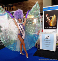 Showgirl Cape with angel costume hire Lights | Notting Hill Carnival Dancer Costumes for Hire | Zoe London Costumes Rent