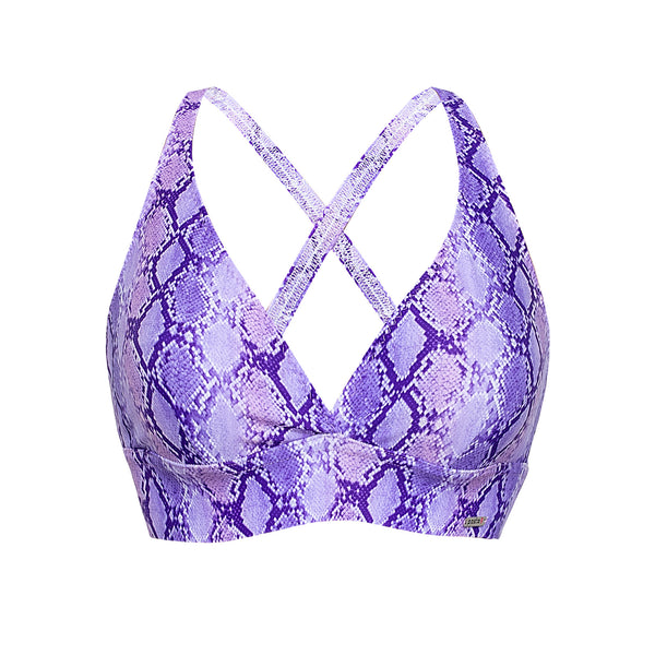 Purple Snakeskin Print Sports Bra Top For Sale | Animal print Leggings and Bra Media 