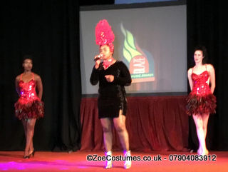 Red Headdress and feather fans for Hire | Zoe London Dance Costumes for Hire