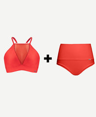 Red Pole Shorts and Bra Matching Set For Sale