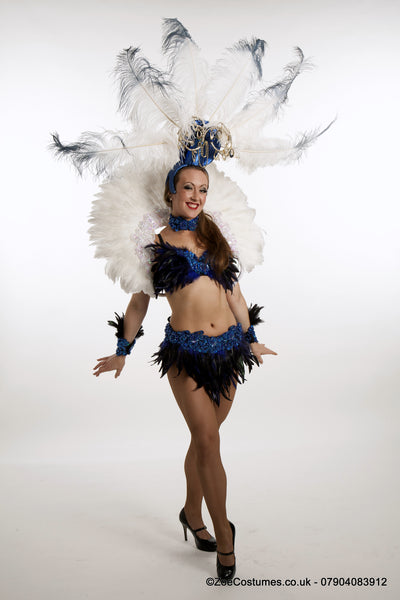 Black Samba Dancer Costume with Feathers for hire | Zoe London Dance Costumes for Hire | Notting Hill Carnival