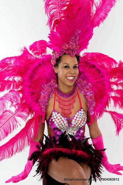 Magenta Showgirl Costume for Hire | Zoe London Dancer Outfits for Rent UK TV show media