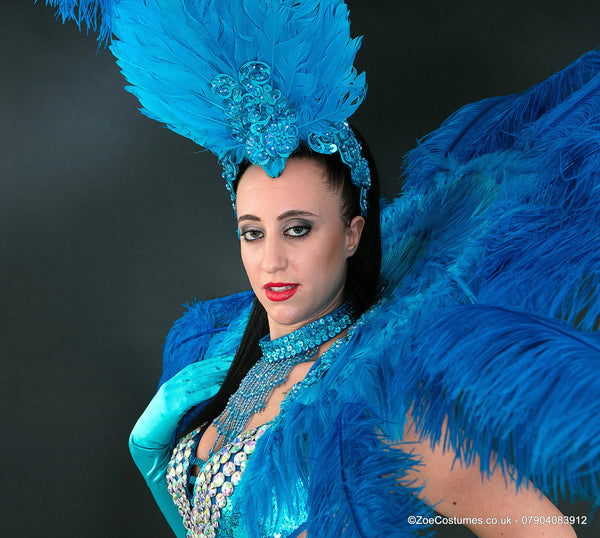Blue Carnival Dance Costumes for Hire | Zoe London Costume Hire Samba Dancers Notting Hill Top Seller