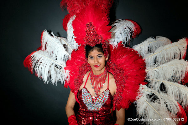 Asian showgirl outfits hire Red Showgirl costume for hire | Zoe London Dance Costumes for Hire