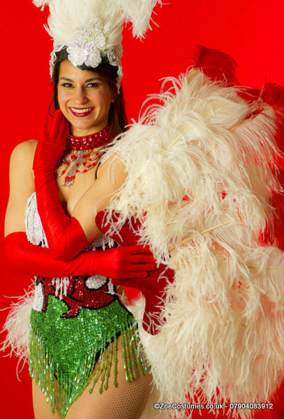 Red and White Feather Fans for Hire | Zoe London Dance Costumes rent