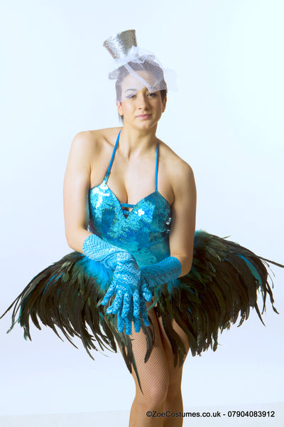 Blue Vegas Showgirl Costume / Zoe London / Costume Hire 