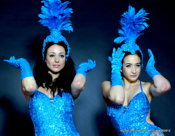 Turquoise Showgirl Costume for Hire | Zoe London Dance Costumes for Hire