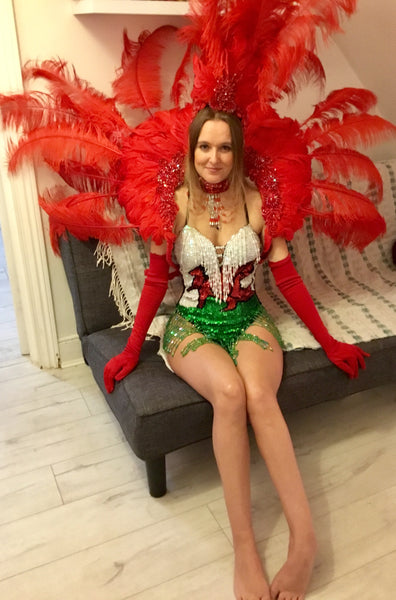 Red Headdress and feathers for Hire | Zoe London Dance Headgear Costumes for rent
