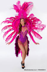 Magenta Showgirl Costume for Hire | Feather Plumes Sequin Zoe London Costumes for Hire