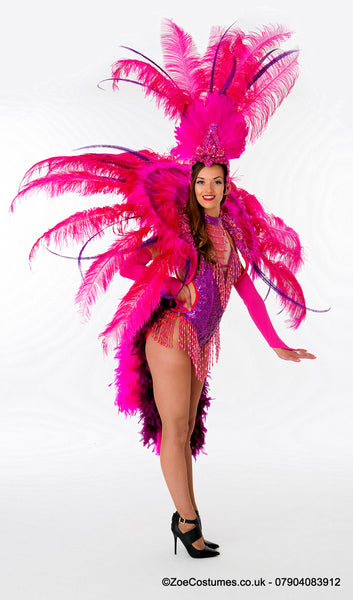 Magenta Showgirl Costume for Hire | Zoe London Dance Outfits for Rent UK