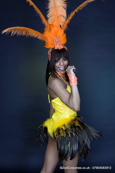 Yellow Samba Dance Costume for Hire | Zoe London Dancer outfits UK