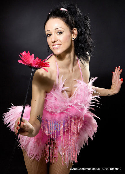 Pink Feathered Showgirl Costume / Zoe London Costumes 