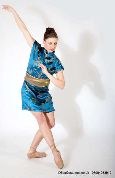 Golden Chinese dress outfit for Rent| Zoe London Dance Costumes for Hire